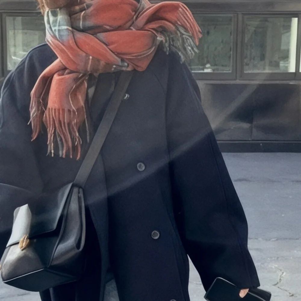 Red Tartan Plaid Scarf with Fringe Ends